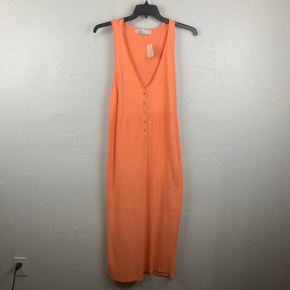 Free People Beach Bailey Maxi Dress Womens Large Orange Knit Sweater NWT - Picture 2 of 8